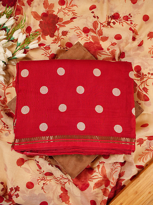 Red Polka Dots Mul Chanderi Suit Set