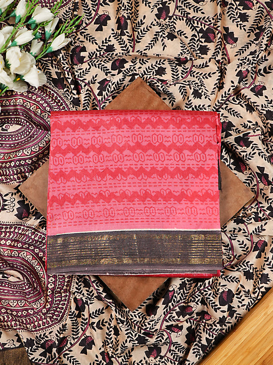 Rose Pink Maheshwari Silk Suit Set