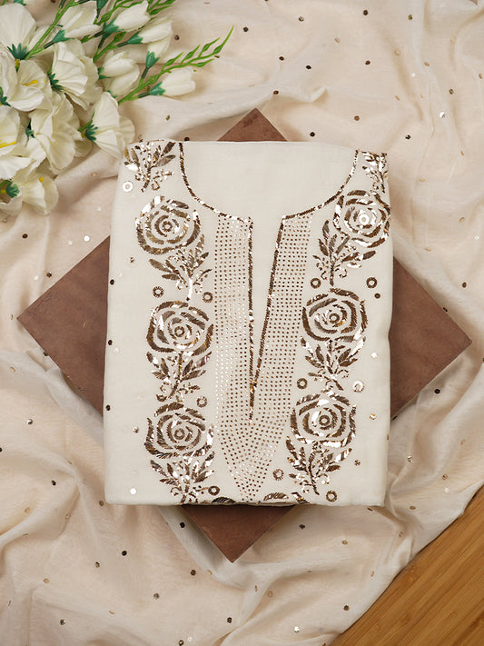 White Mul Chanderi Mukaish Work Suit Set