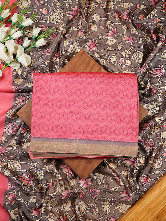 Rose Pink Maheshwari Silk Suit Set