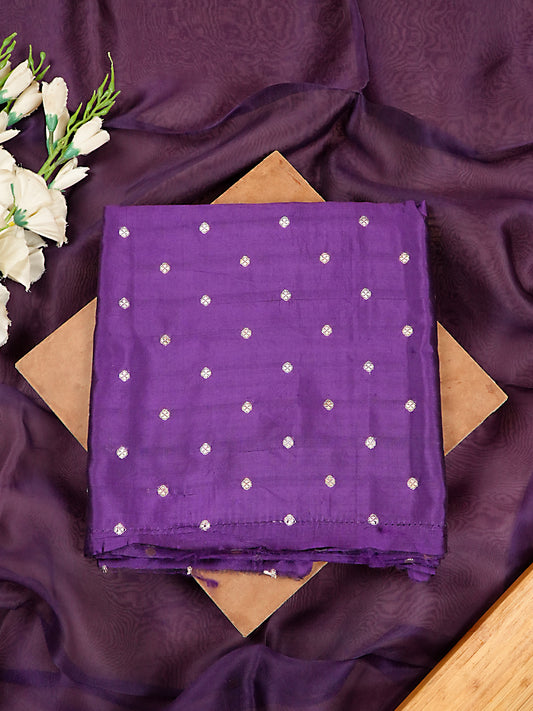 Deep Purple Pure Katan Silk Banarasi Booti Suit Set