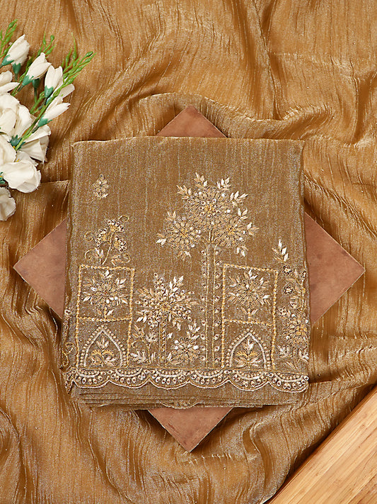 Golden Pure Tissue Silk Handwork Suit Set