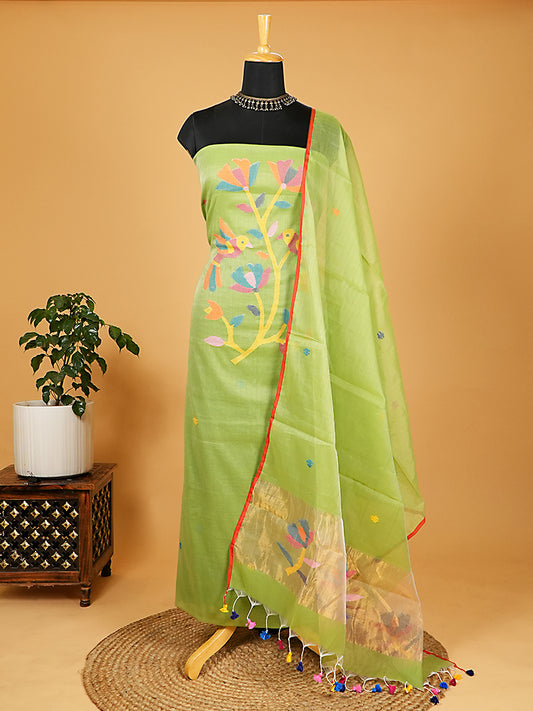 Light Green Muslin Jamdani 2-Piece Suit Set