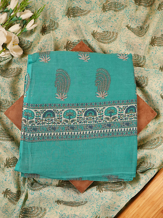 Firozi Printed Mul Chanderi Suit Set