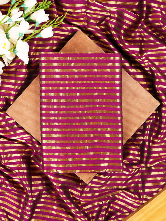 Dark Magenta Four Peddle Weave Maheshwari Silk Suit Set