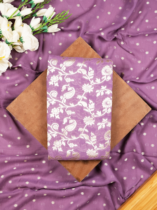 Lavender Banarasi Khaddi Georgette Suit Set