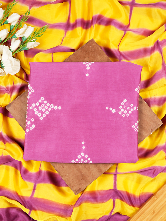 Purple-Magenta Pure Chanderi Suit Set with Clamp-Dyed Chanderi Silk Dupatta 
