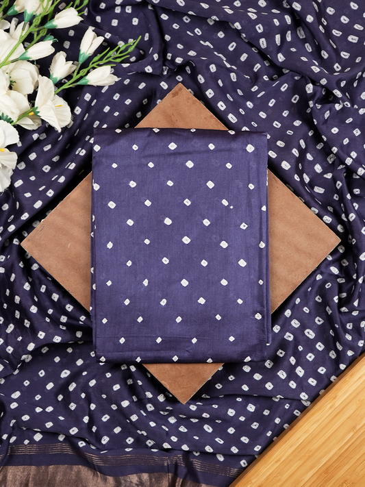 Deep Indigo Bandhej Chanderi Silk Suit Set