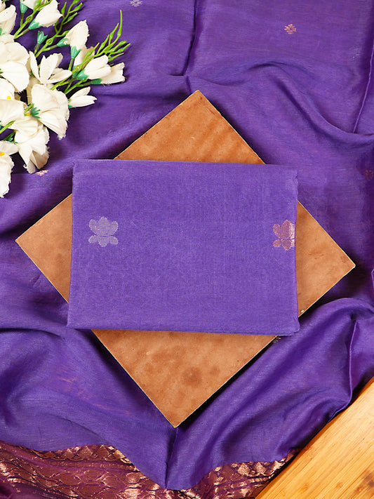 Regal Purple Pure Linen Silk Jamdani 2-Piece Suit Set