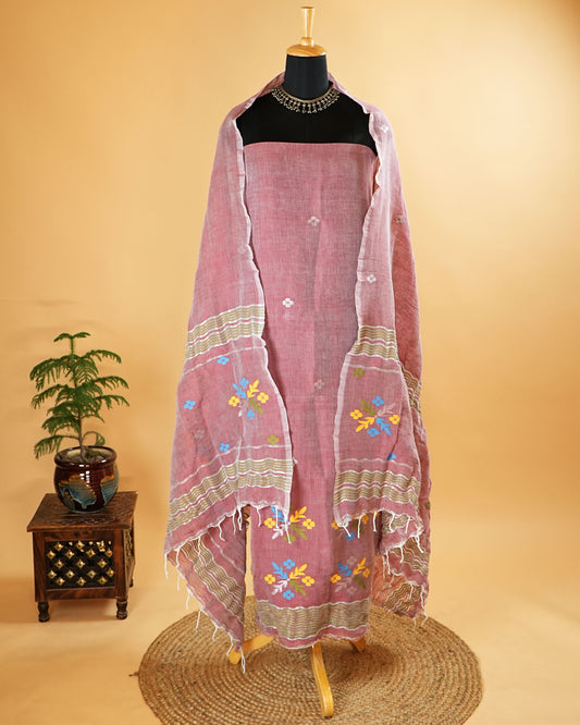 Dusty Pink Handwoven Jamdani Suit Set