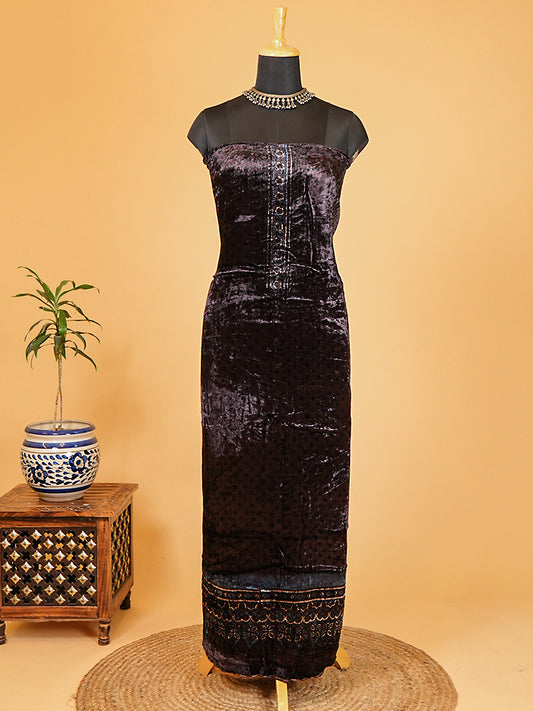 Velvet Kurta Piece with Ajrakh Art