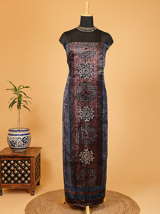 Velvet Kurta Piece with Ajrakh Art