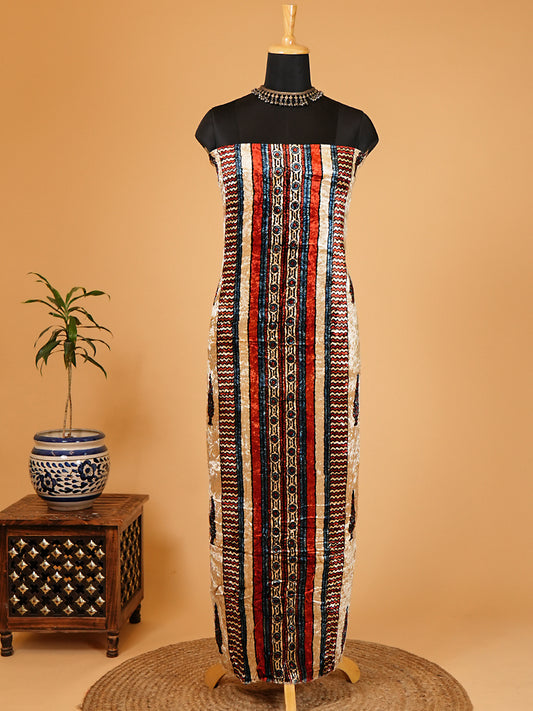 Velvet Kurta Piece with Ajrakh Art