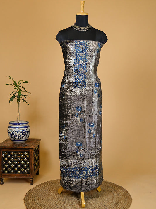 Velvet Kurta Piece with Ajrakh Art