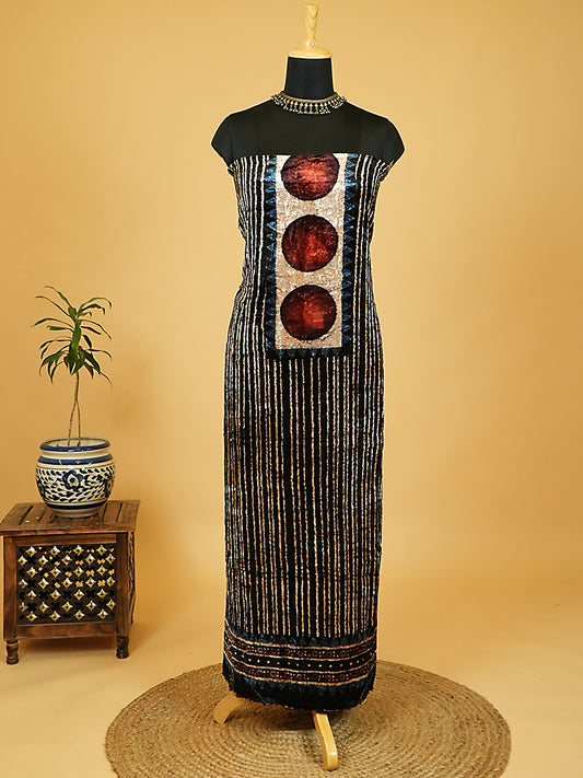 Velvet Kurta Piece with Ajrakh Art