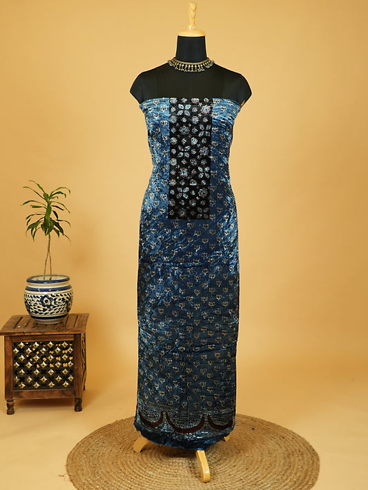 Velvet Kurta Piece with Ajrakh Art