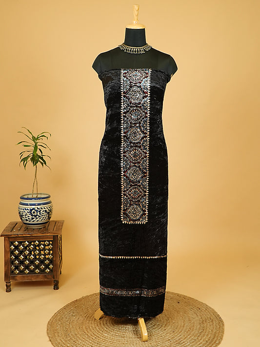Velvet Kurta Piece with Ajrakh Art